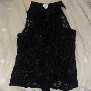 INC International Concepts Black Lace Top